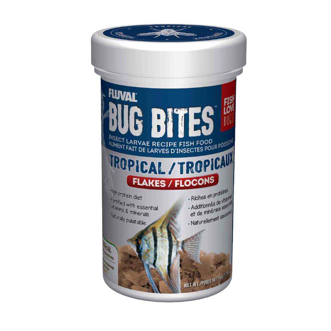 Fluval Bug Bites Tropical Flakes, 1.59 Ounce
