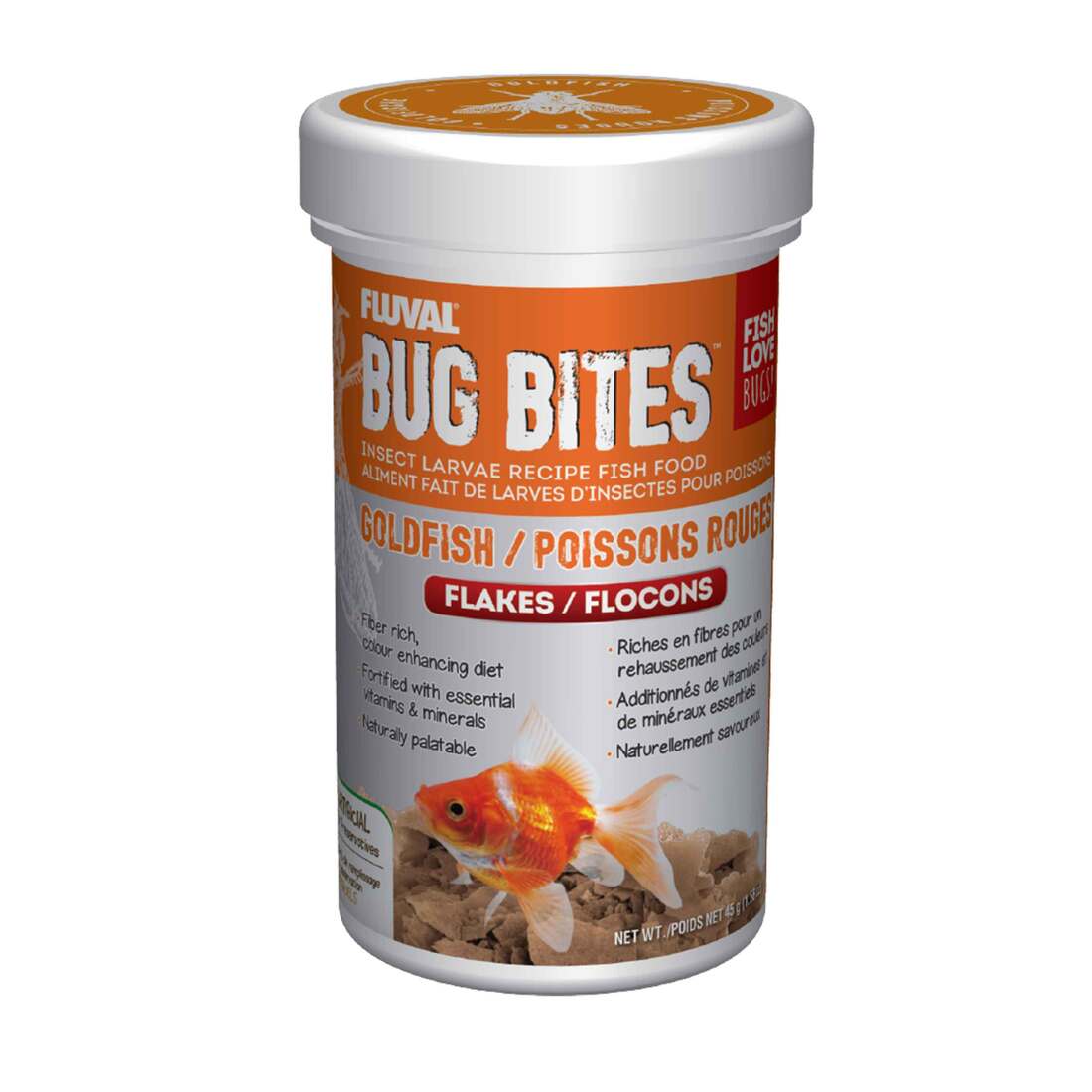 Fluval Bug Bites Goldfish Flakes, 1.59 Ounce