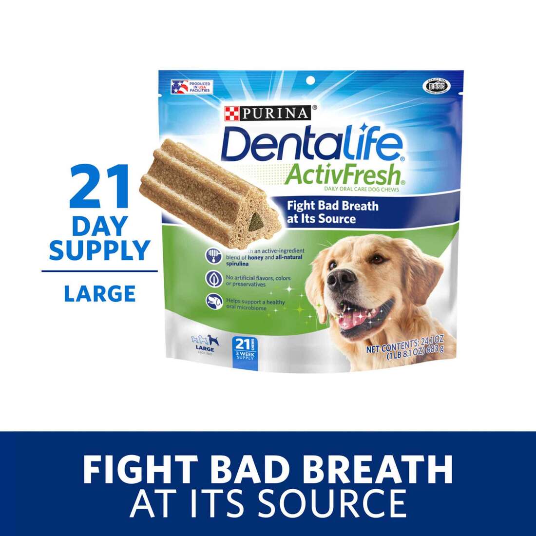 DentaLife ActivFresh Dog Chews for Large Dogs 40 pounds and up, Dental Chews to Freshen Breath, Chic