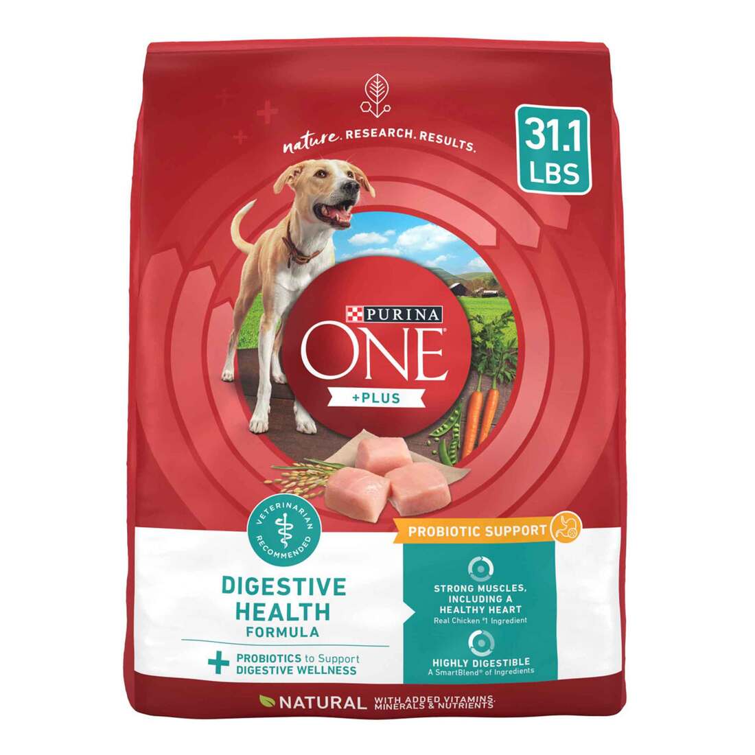 Purina One Plus Digestive Health Formula Dry Dog Food Natural with Added Vitamins, Minerals and Nutr