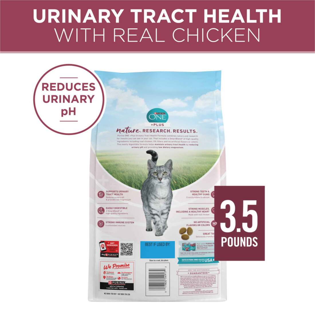 Purina ONE Urinary Tract Health Formula Cat Food, 3.5 lb.