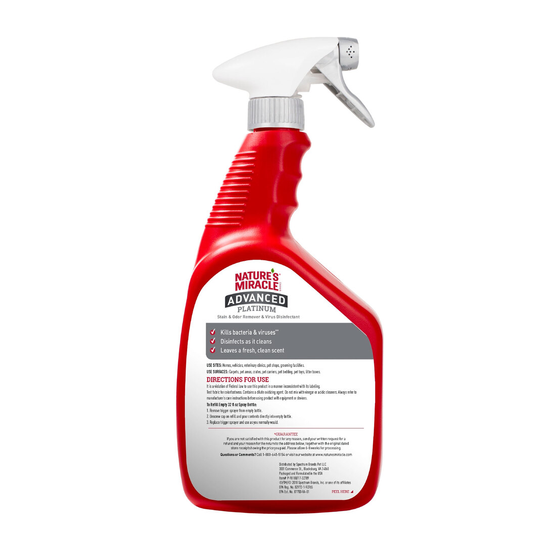 Nature's Miracle Advanced Platinum Disinfectant Stain & Odor Remover & Virus Disinfectant, 32 Ounces