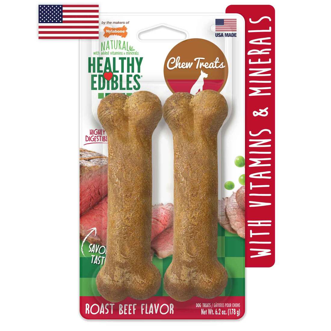 Nylabone Edibles Roast Beef Wolf Two Pack