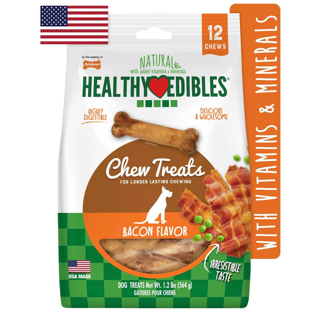 Nylabone Healthy Edibles Bacon, 12 Count