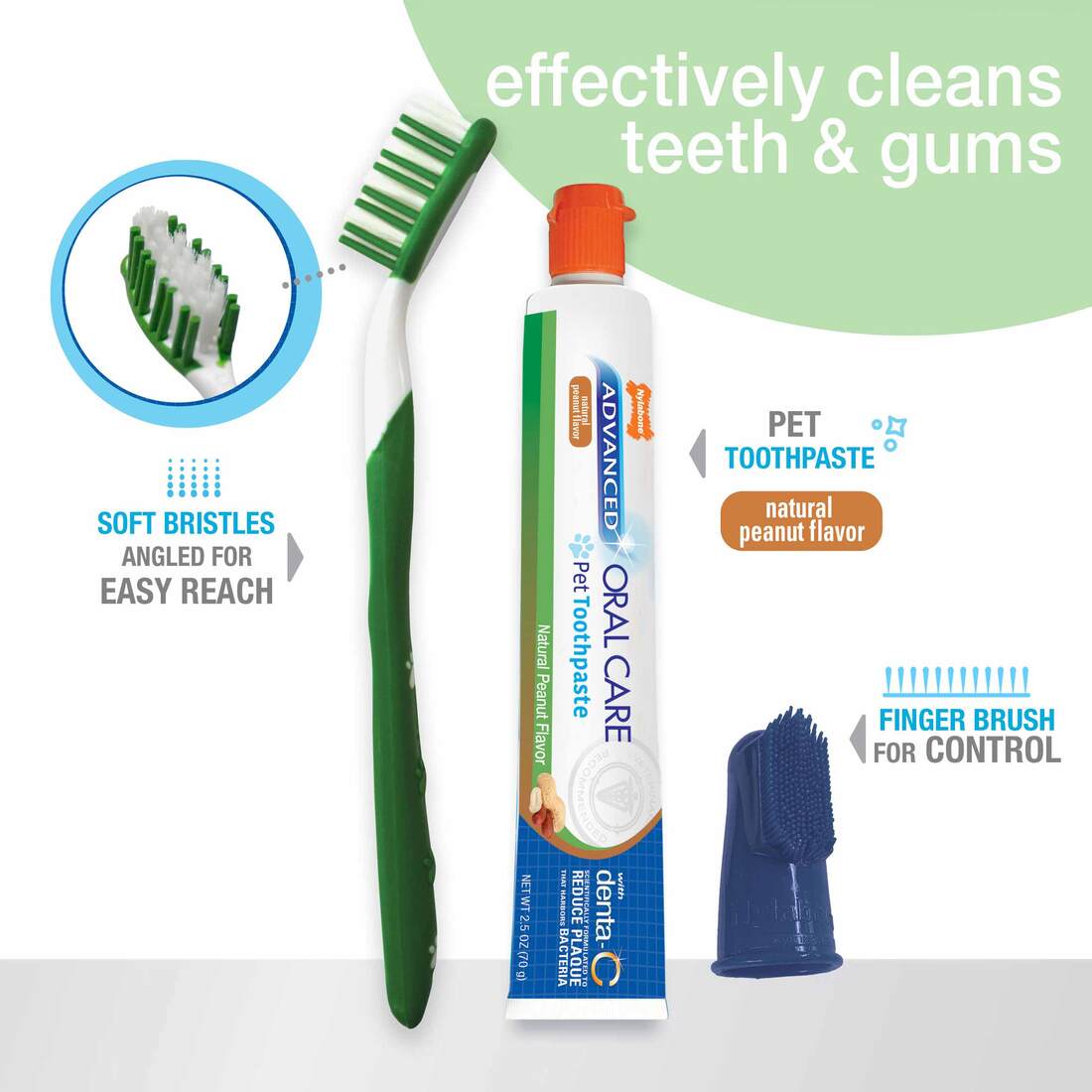 Nylabone Advanced Oral Care Natural Dog Dental Kit, Adult Dog, Peanut Butter, 3 Count