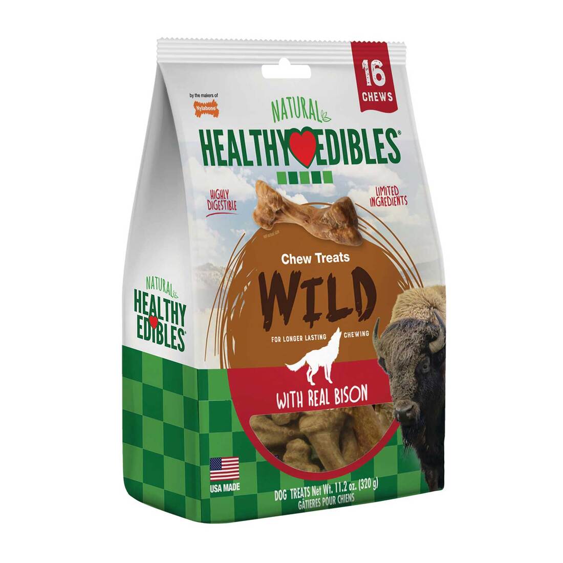 Nylabone Edibles Wild Bison Value Bag 16 Count