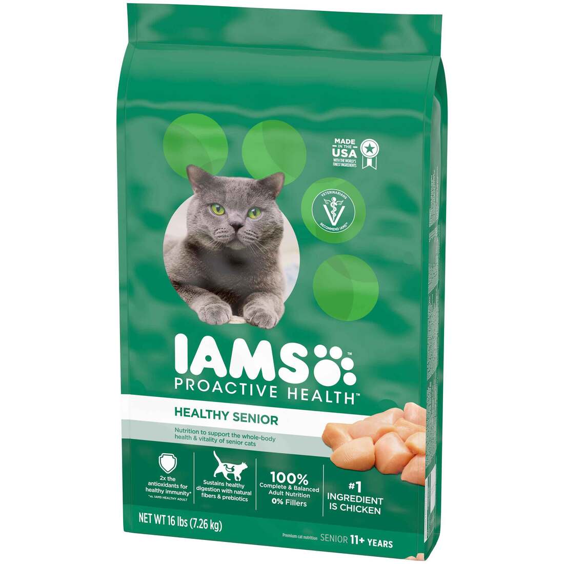 IAMS PROACTIVE HEALTH Healthy Senior Dry Cat Food with Chicken Cat Kibble, 16 Pounds