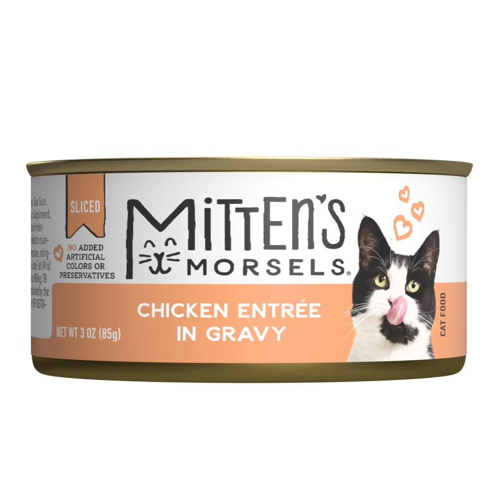 Mitten's Morsels Wet Cat Food, Sliced Chicken In Gravy Entrée, 3 Ounces