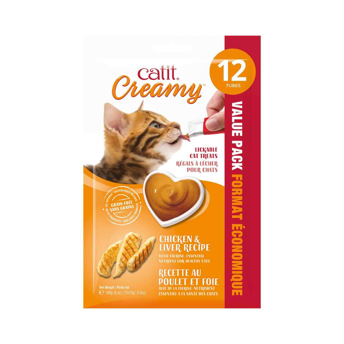 Catit Creamy Treat Tube Chicken and Liver, 12 Pack