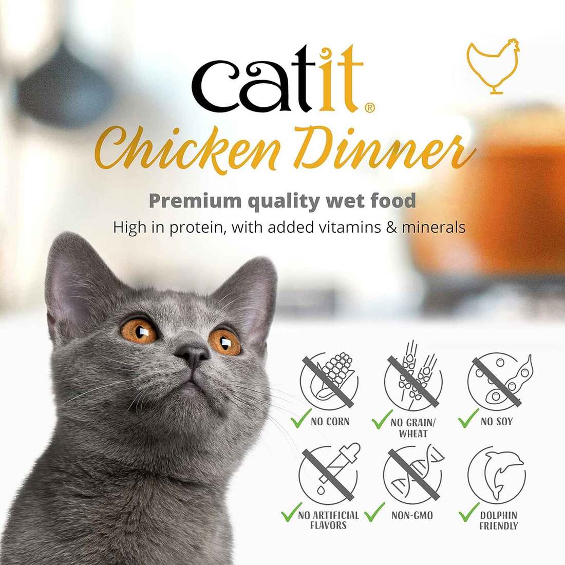 Catit Chicken Dinner Wet Cat Food, Tuna and Kale, 2.8 Ounces