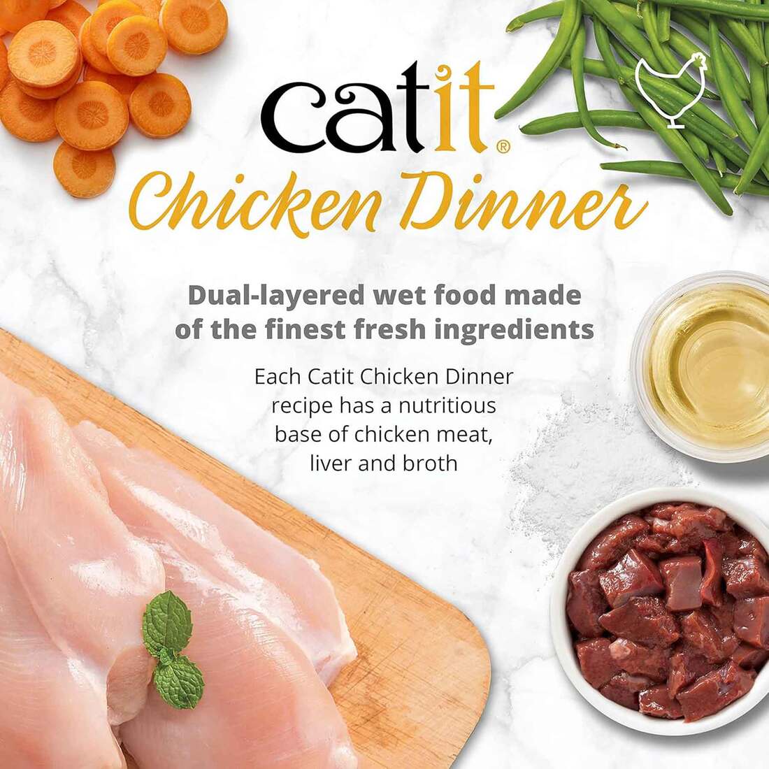 Catit Chicken Dinner Wet Cat Food, Tuna and Kale, 2.8 Ounces