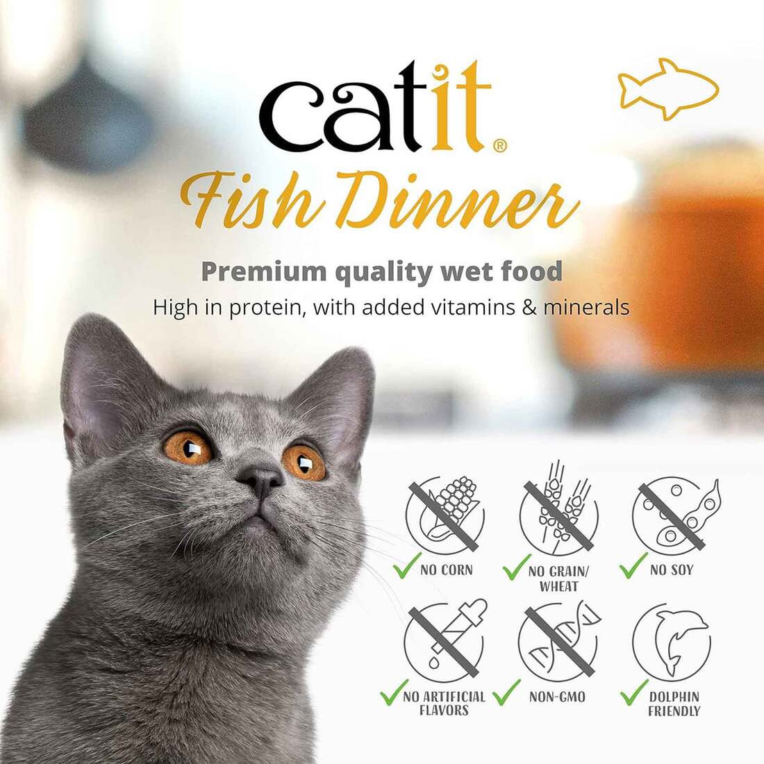 Catit Fish Dinner Wet Cat Food, Tuna and Carrot, 2.8 Ounces