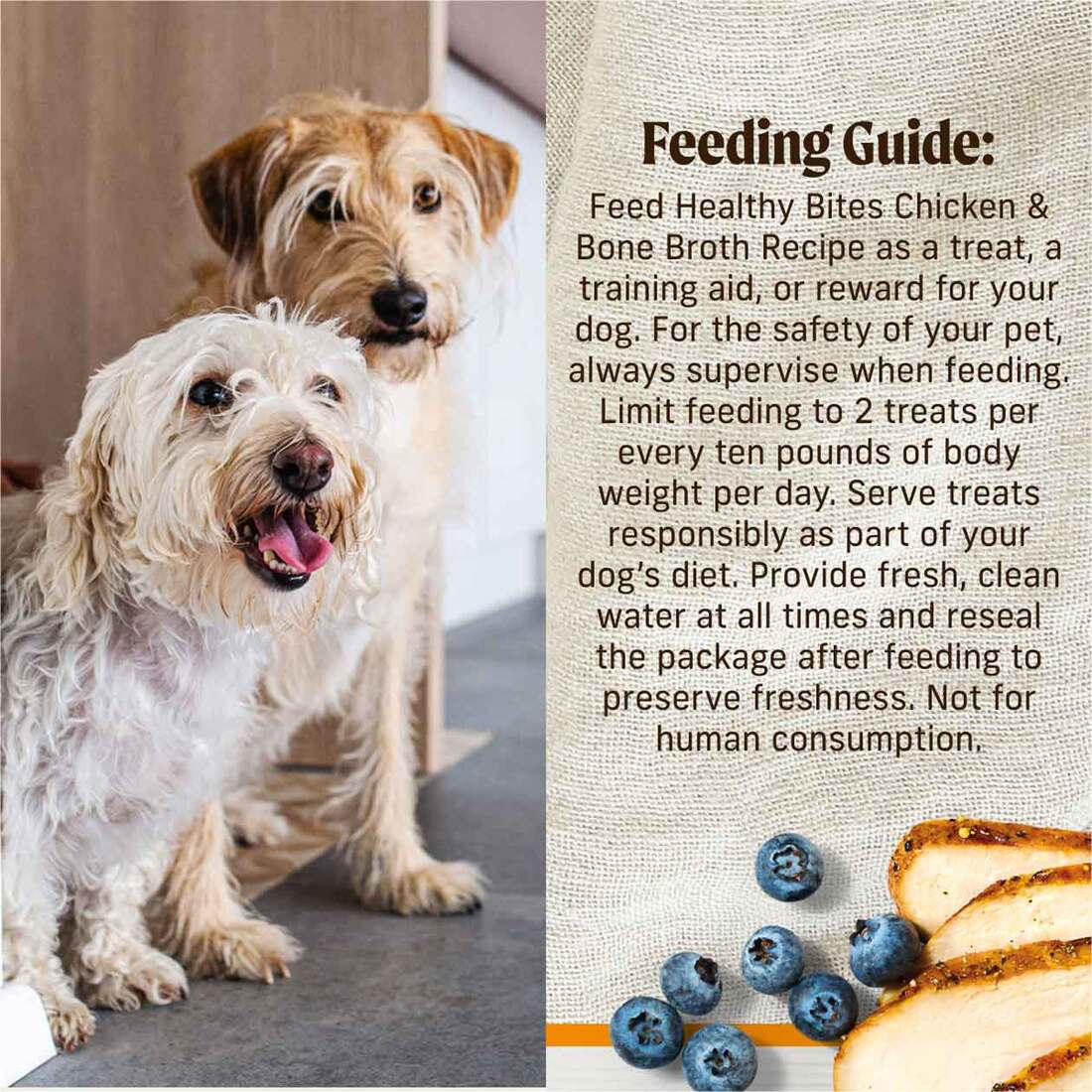 Merrick Healthy Bites Grain Free Soft Dog Treats, Chicken And Bone Broth Recipe - 6 Ounce Pouch
