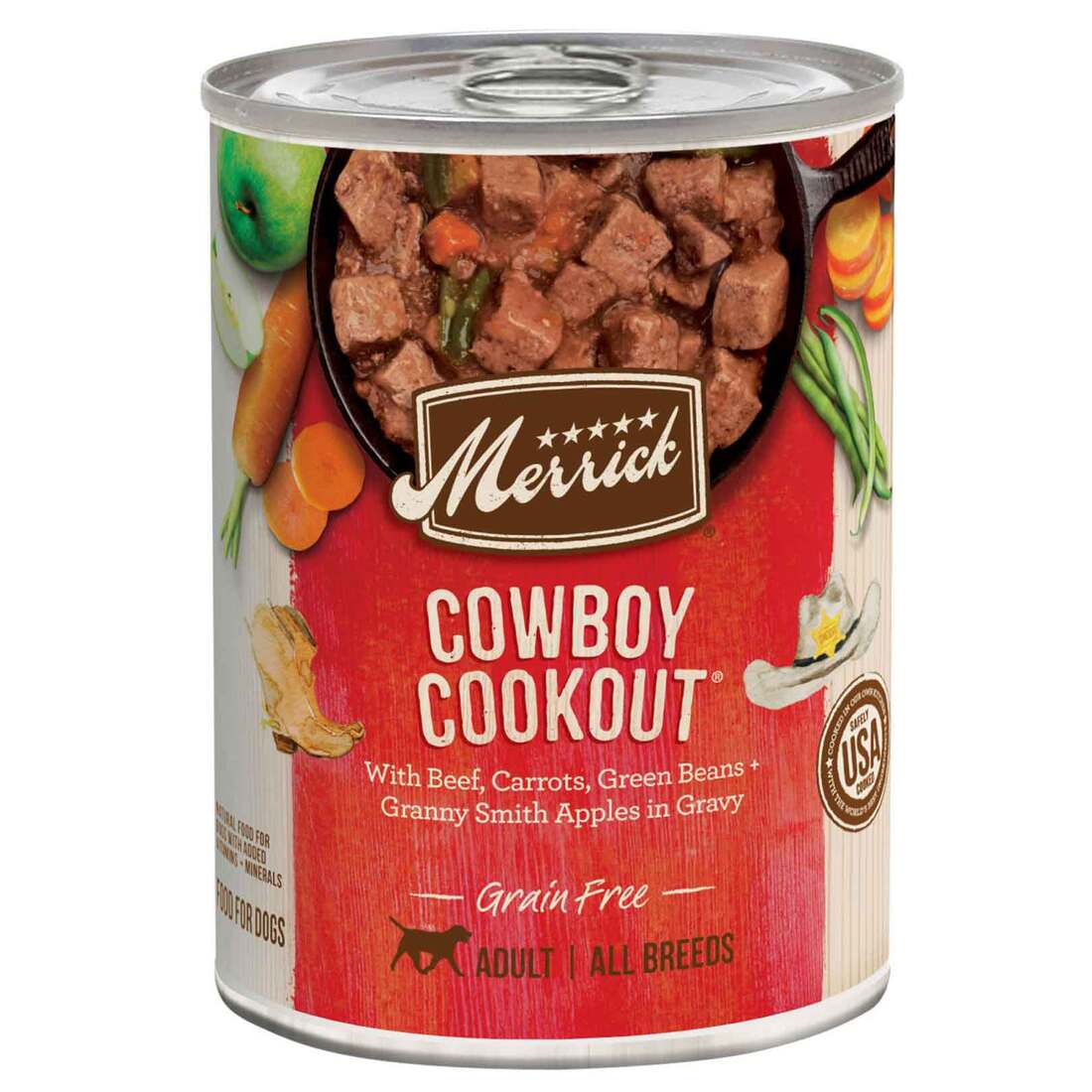 Merrick Grain Free Wet Dog Food, Premium And Wholesome Gluten Free Canned Adult Dog Food, Cowboy Coo