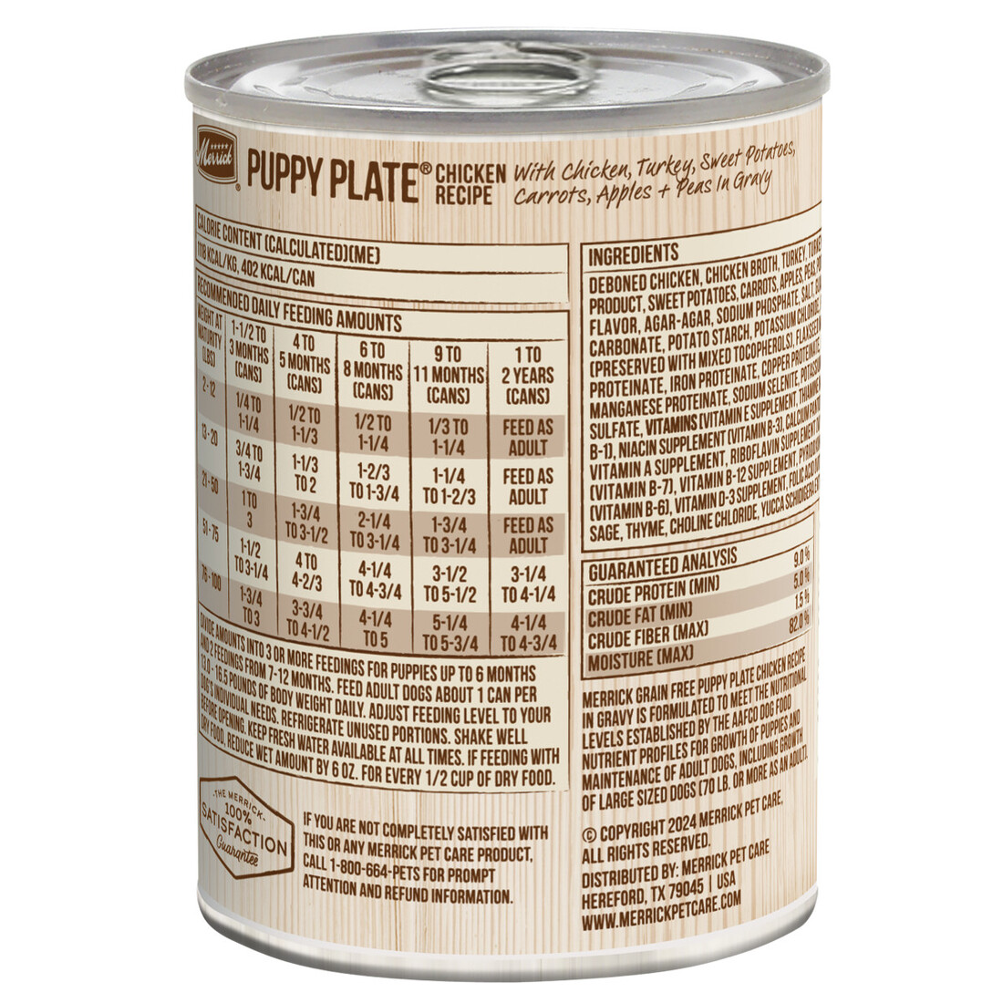 Merrick Grain Free Wet Puppy Food, Premium Soft And Gluten Free Canned Dog Food, Puppy Plate Chicken