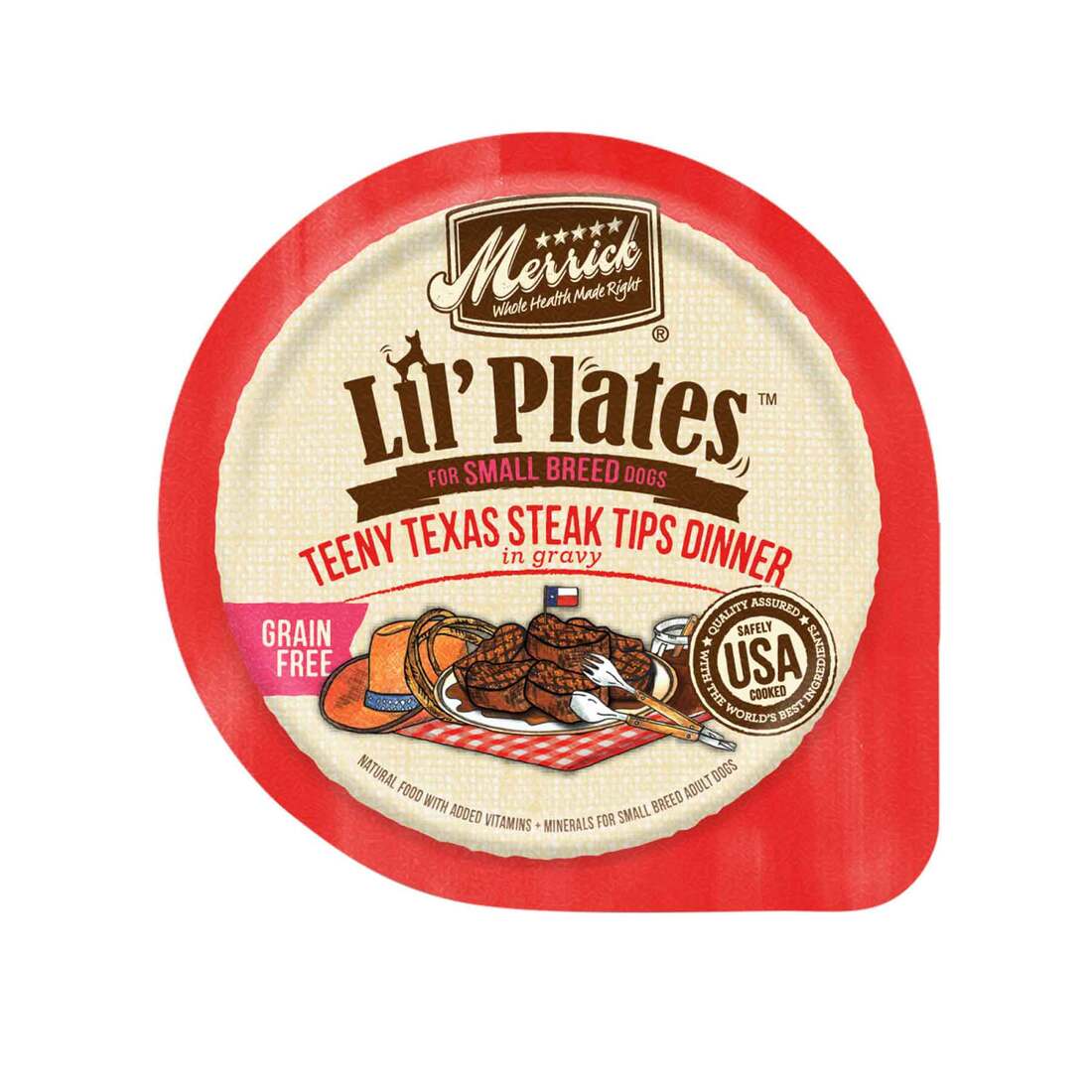 Merrick Lil’ Plates Premium Grain Free Natural Wet Dog Food For Small Dogs, Soft Teeny Texas Steak T