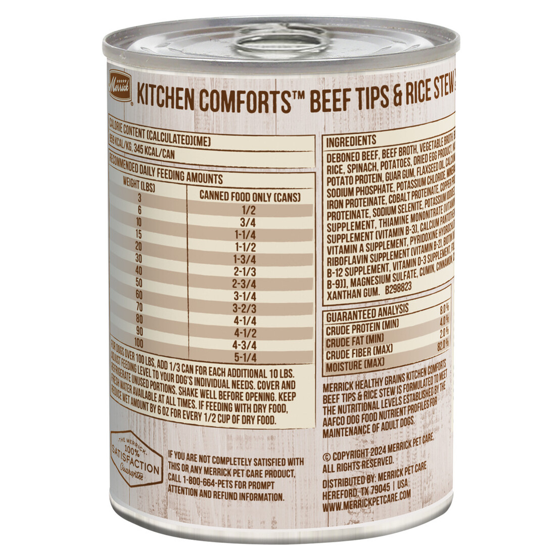 Merrick Kitchen Comforts Healthy And Natural Canned Adult Dog Food With Gravy, Beef Tips And Rice St