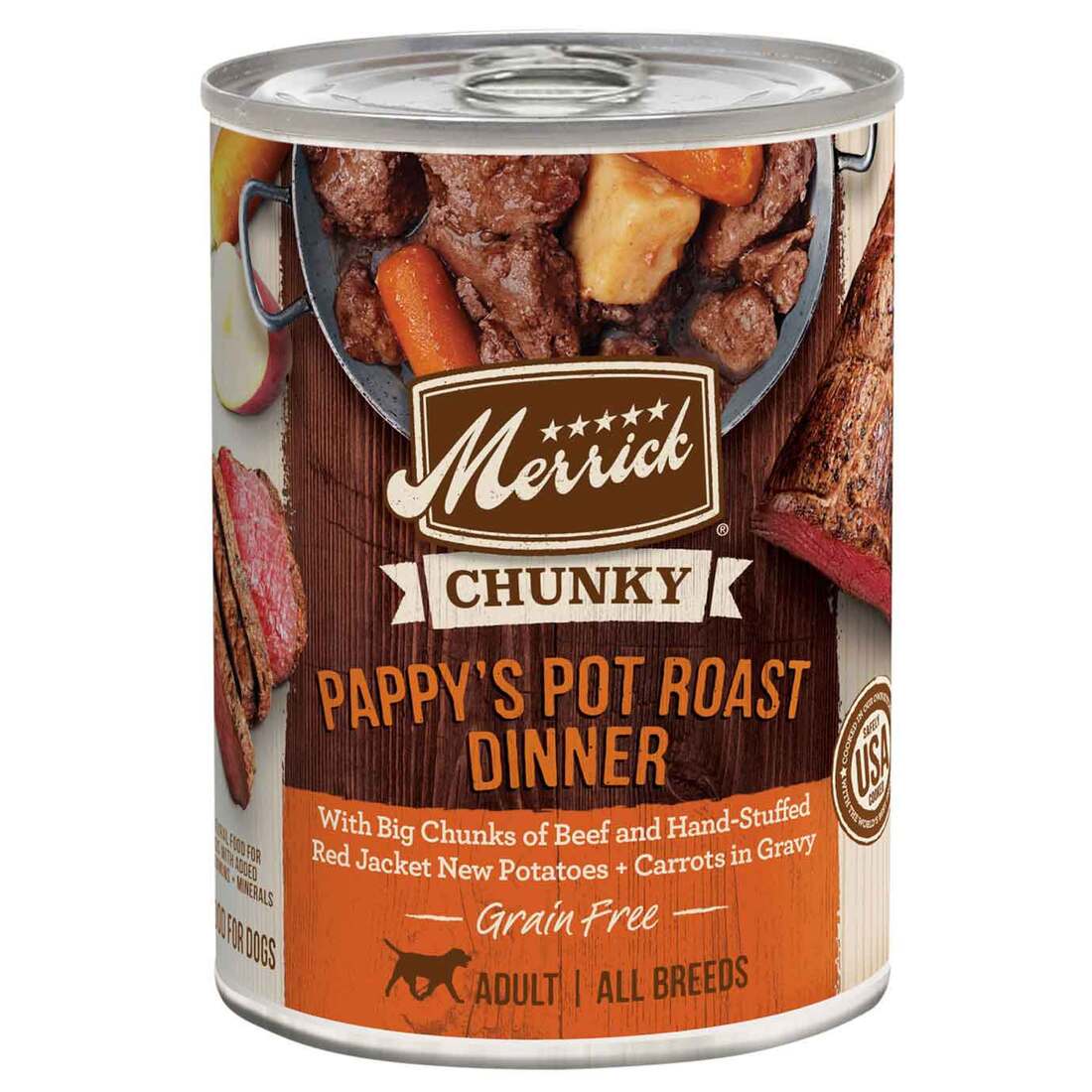 Merrick Chunky Grain Free Premium And Wholesome Canned Dog Food, Real Meat Pappy’s Pot Roast Dinner 