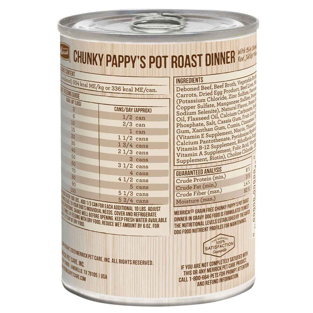 Merrick Chunky Grain Free Premium And Wholesome Canned Dog Food, Real Meat Pappy’s Pot Roast Dinner 