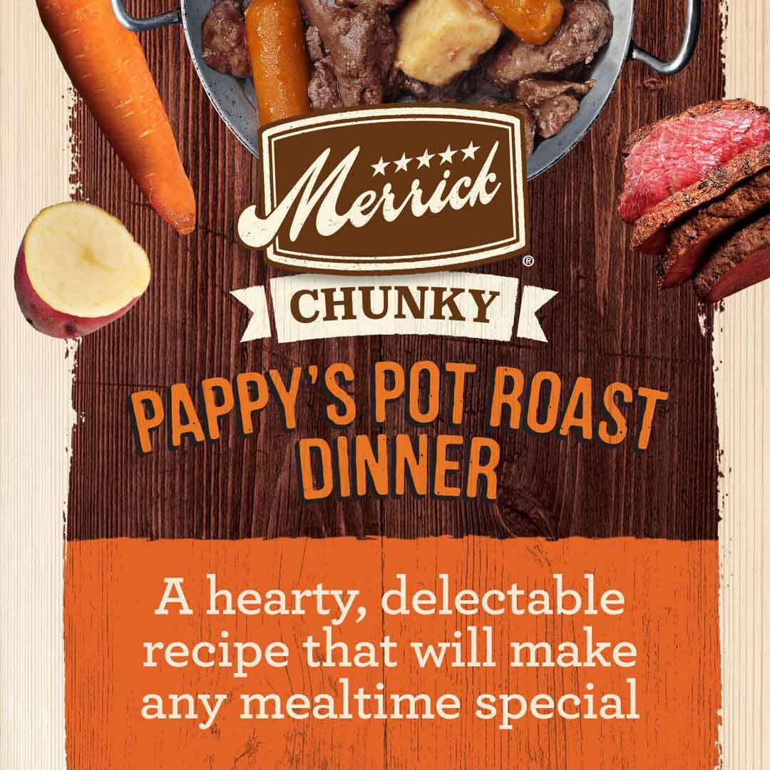 Merrick Chunky Grain Free Premium And Wholesome Canned Dog Food, Real Meat Pappy’s Pot Roast Dinner 