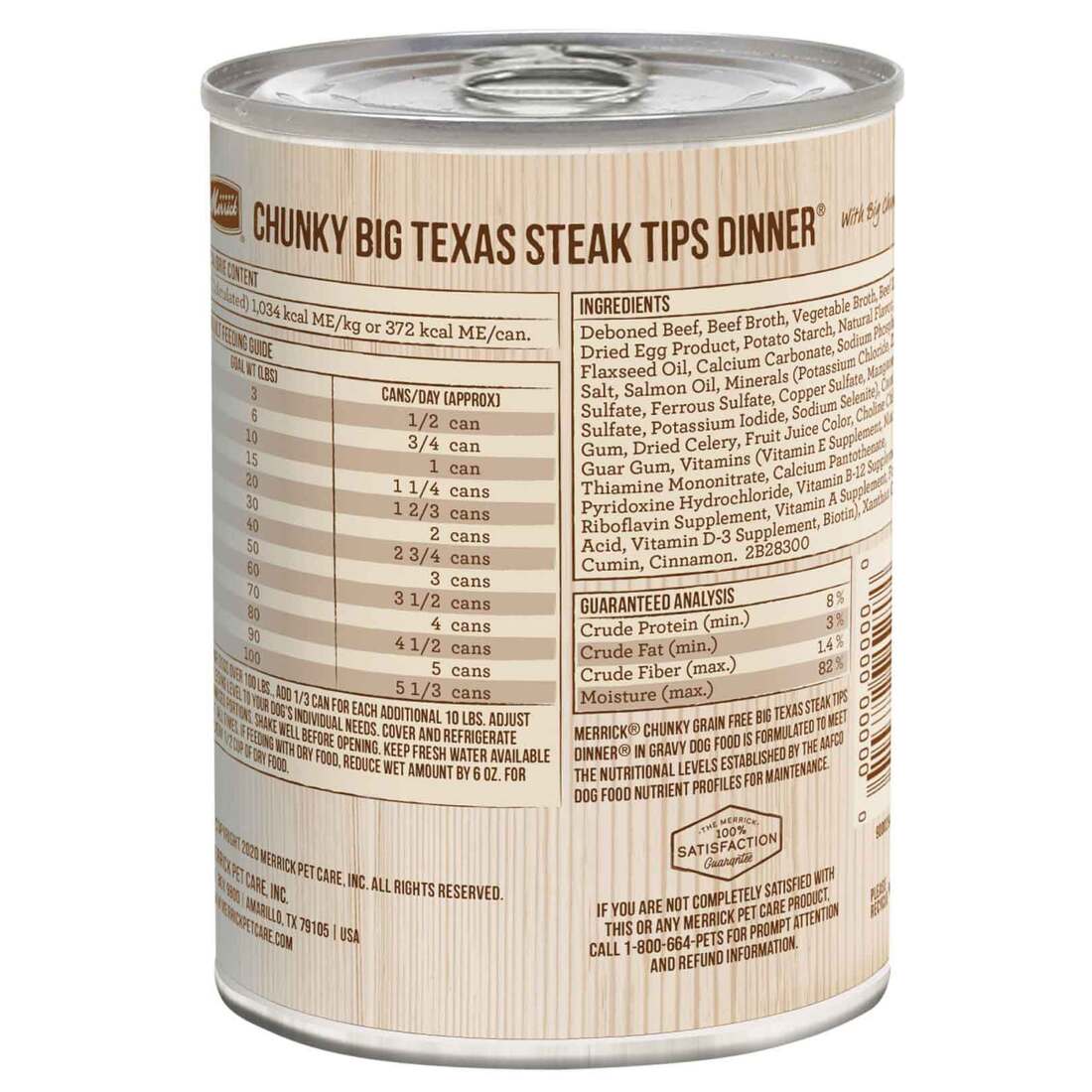 Merrick Chunky Grain Free Premium And Wholesome Canned Dog Food, Real Meat Big Texas Steak Tips Dinn