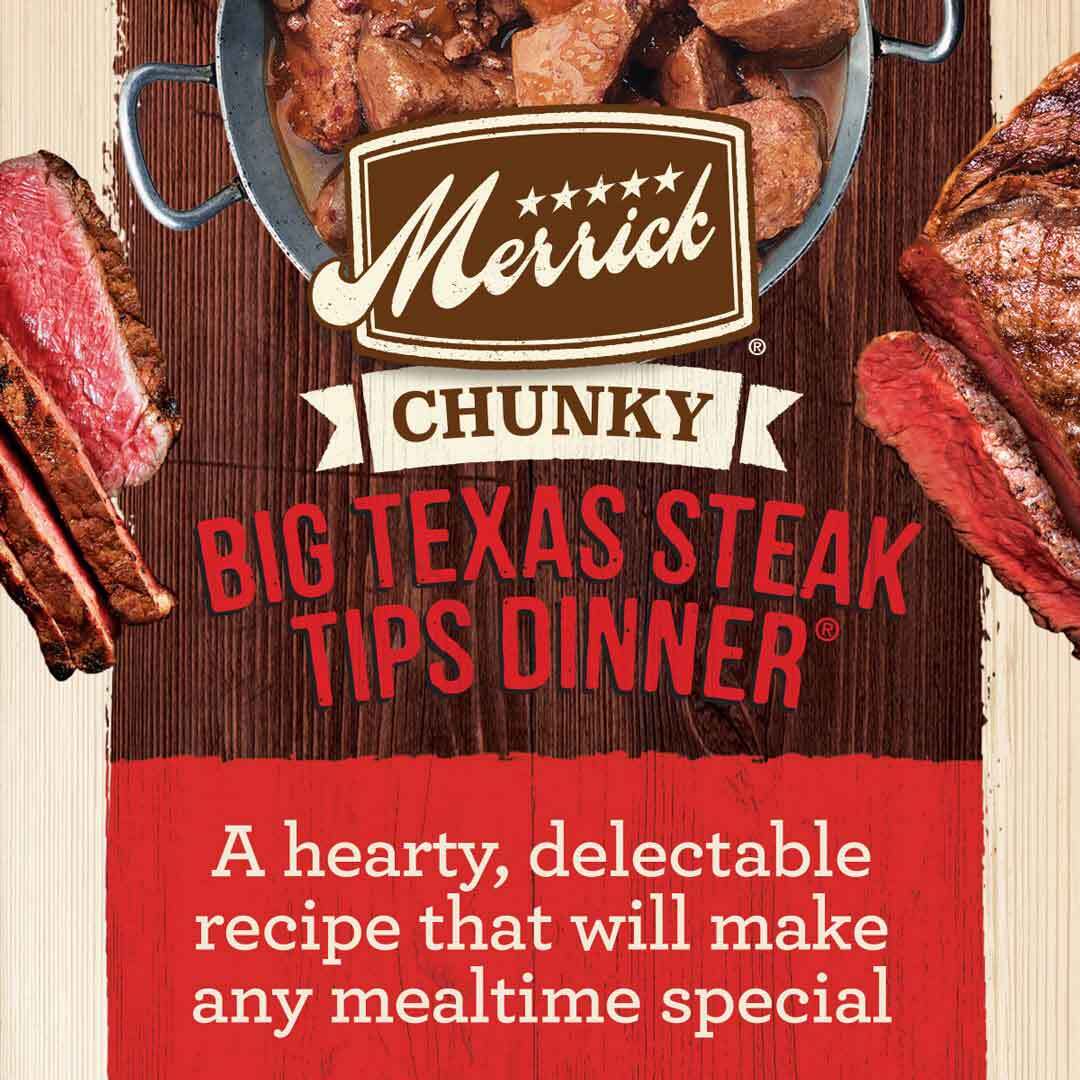 Merrick Chunky Grain Free Premium And Wholesome Canned Dog Food, Real Meat Big Texas Steak Tips Dinn