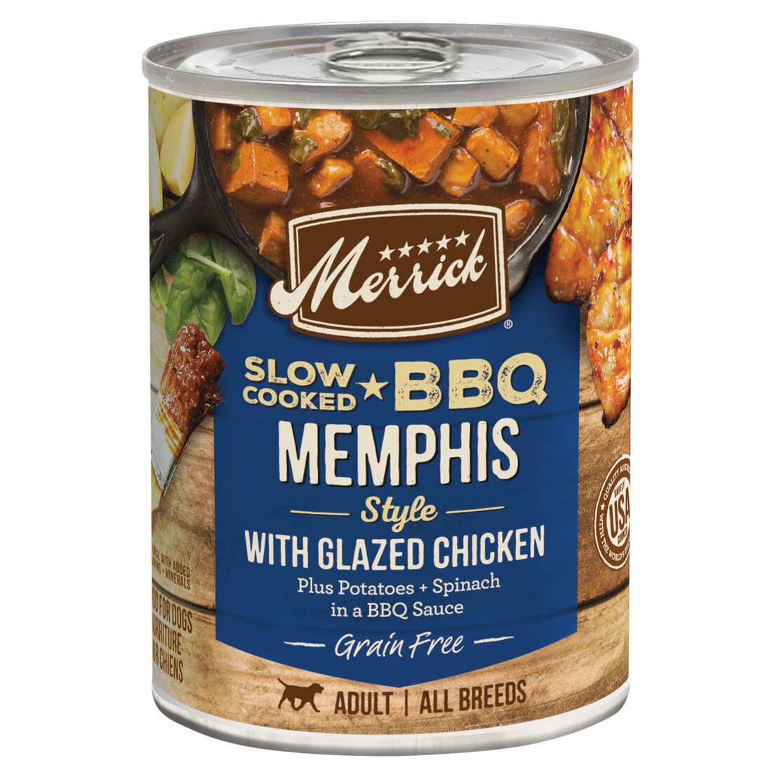 Merrick Slow-Cooked BBQ Premium Real Meat Grain Free Canned Adult Dog Food, Memphis Style With Glaze