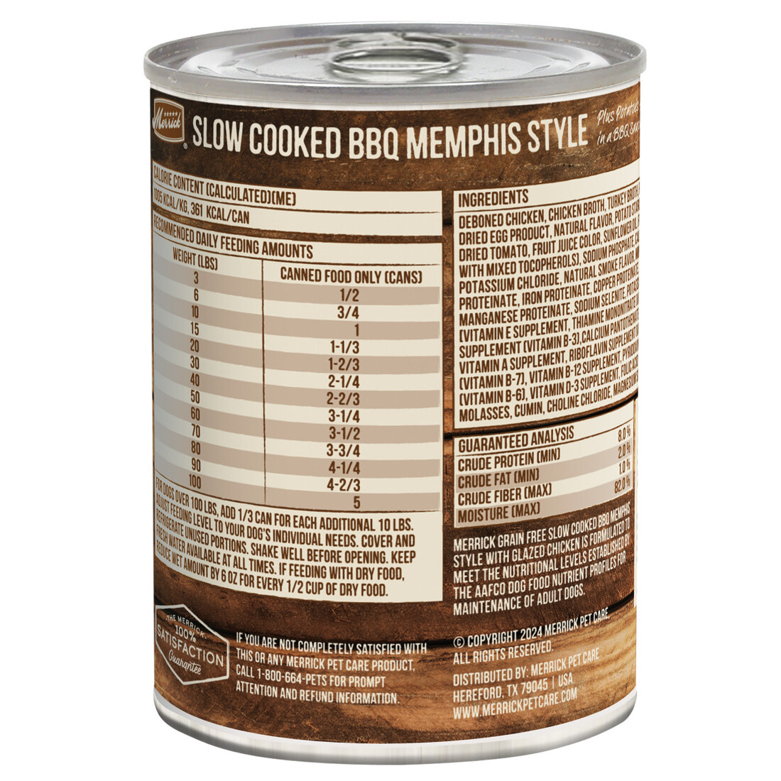 Merrick Slow-Cooked BBQ Premium Real Meat Grain Free Canned Adult Dog Food, Memphis Style With Glaze