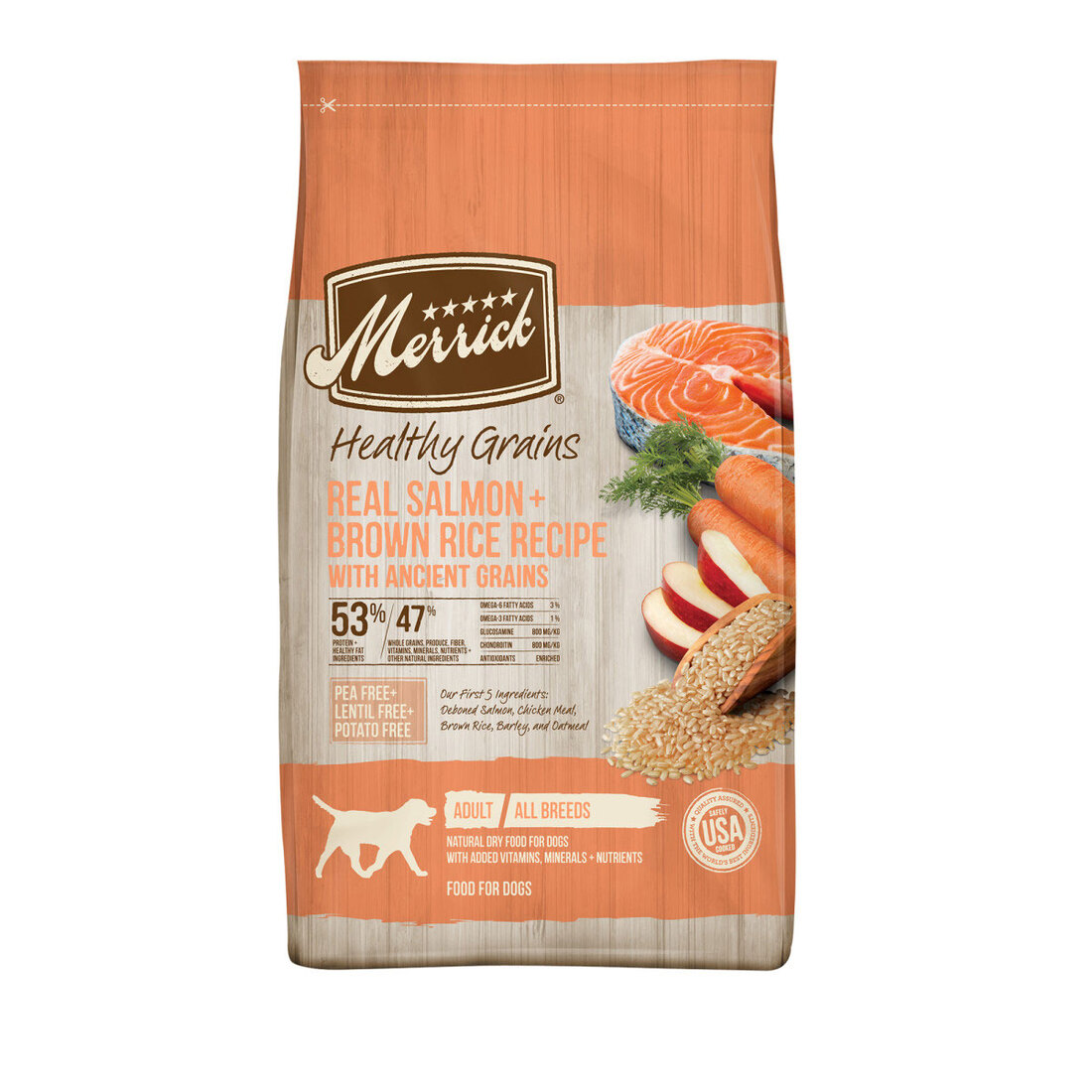 Merrick Healthy Grains Dry Dog Food Real Salmon and Brown Rice Recipe with Ancient Grains - 25 Pound