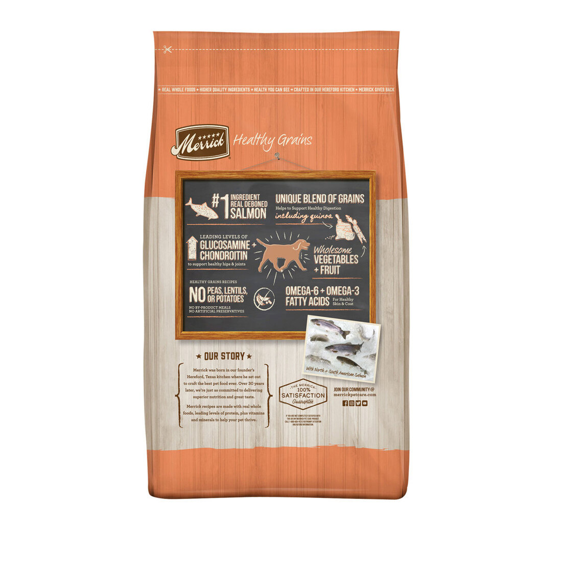 Merrick Healthy Grains Dry Dog Food Real Salmon and Brown Rice Recipe with Ancient Grains - 25 Pound