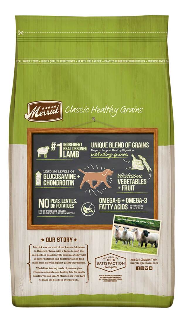 Merrick Classic Healthy Grains Dry Dog Food Real Lamb + Brown Rice Recipe with Ancient Grains - 25 P