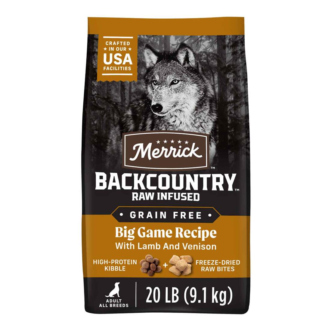 Merrick Backcountry Grain Free Dry Adult Dog Food, Kibble With Freeze Dried Raw Pieces, Big Game Rec