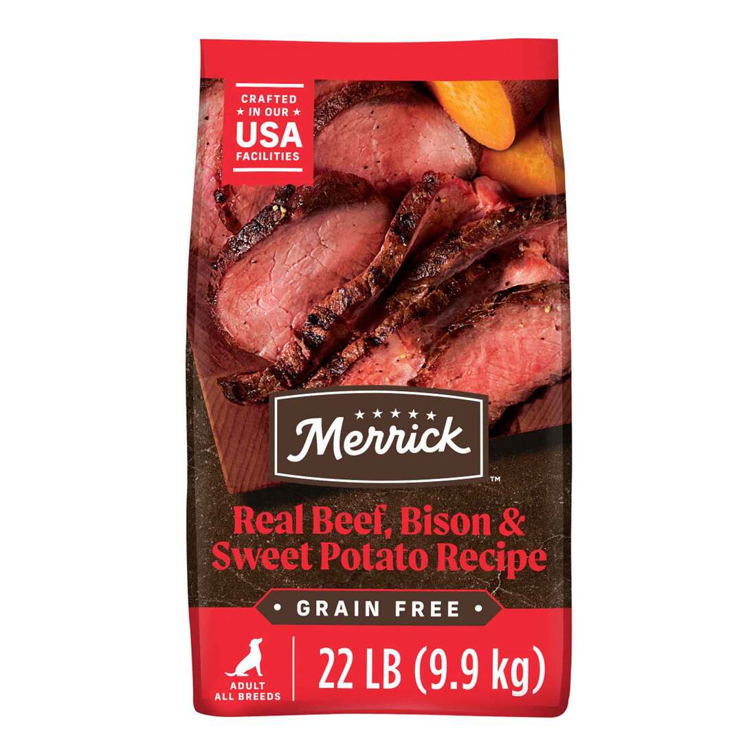 Merrick Premium Grain Free Dry Adult Dog Food, Wholesome And Natural Kibble With Beef, Bison And Swe