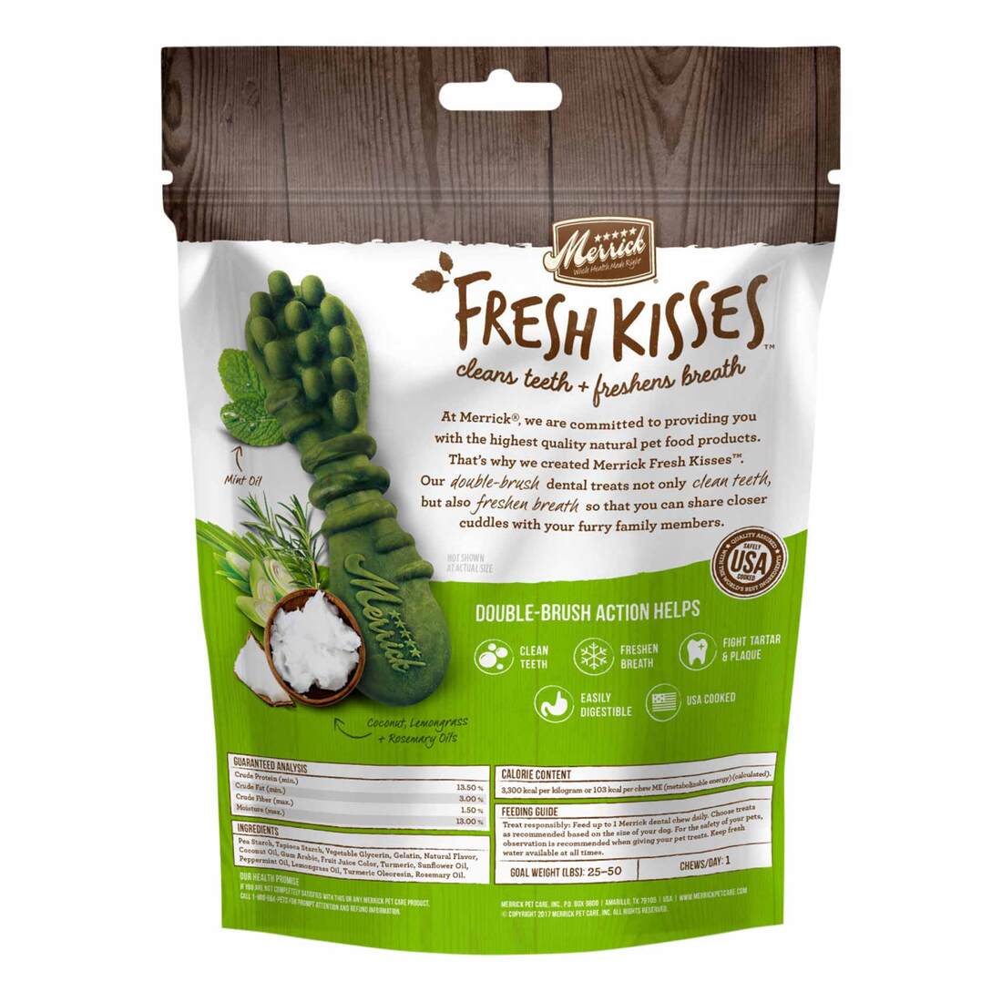 Merrick Fresh Kisses Natural Dental Chews Infused With Coconut And Botanical Oils For Medium Dogs 25