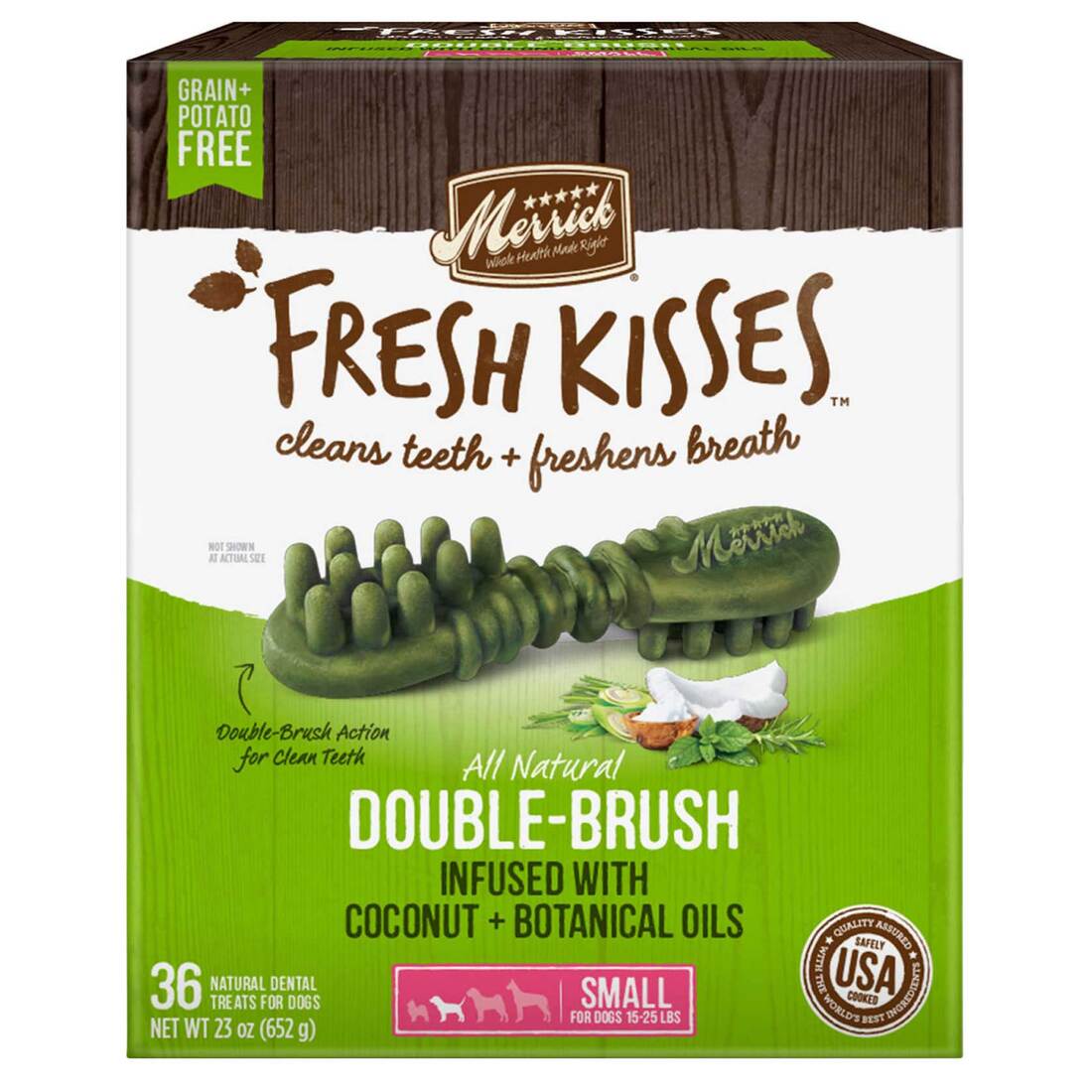 Merrick Fresh Kisses Natural Dental Chews Infused With Coconut And Botanical Oils For Small Dogs 15-