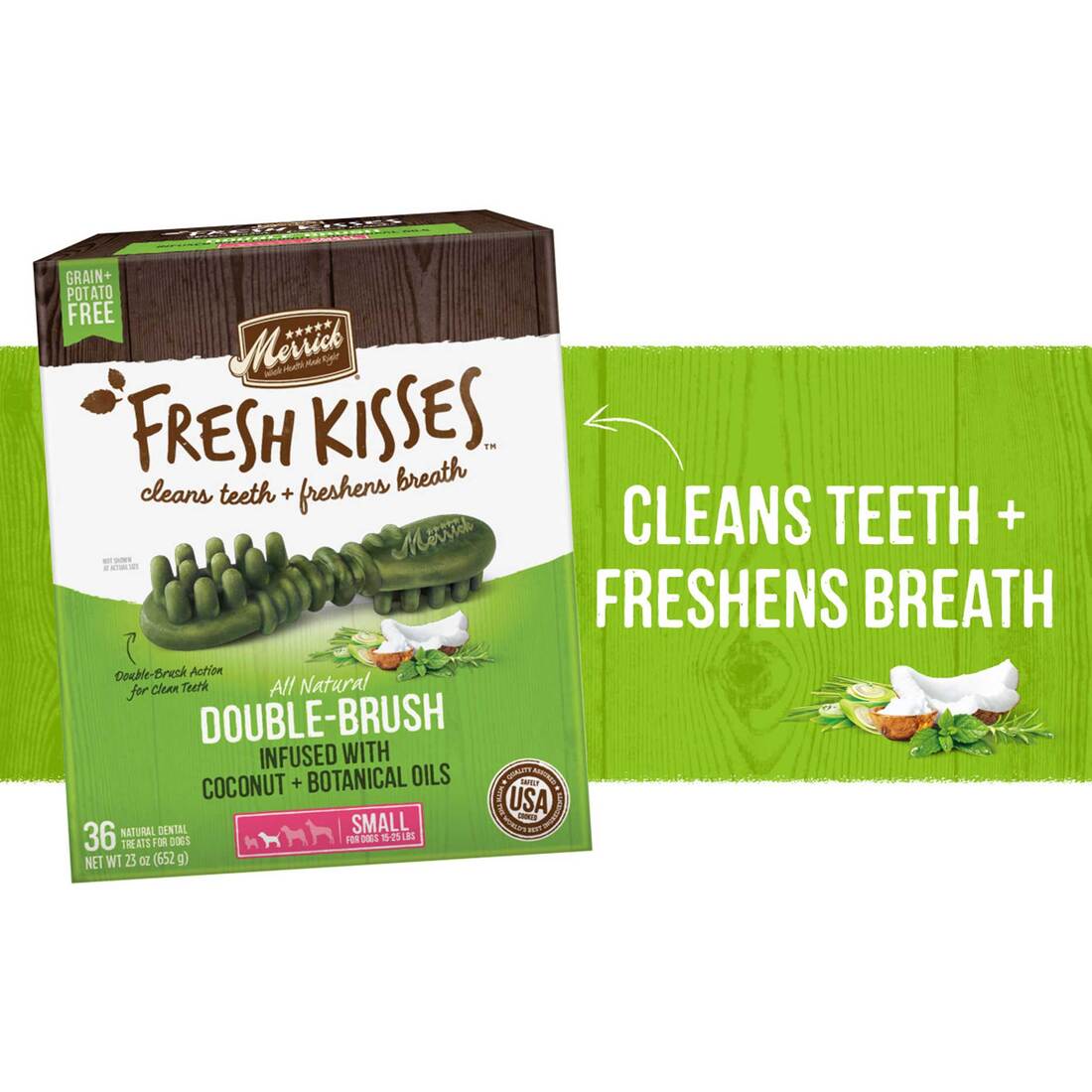 Merrick Fresh Kisses Natural Dental Chews Infused With Coconut And Botanical Oils For Small Dogs 15-