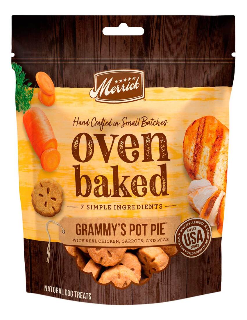 Merrick Oven Baked Dog Treats - Grammy's Pot Pie with Real Chicken, Carrots & Peas - 11 Ounce Bag