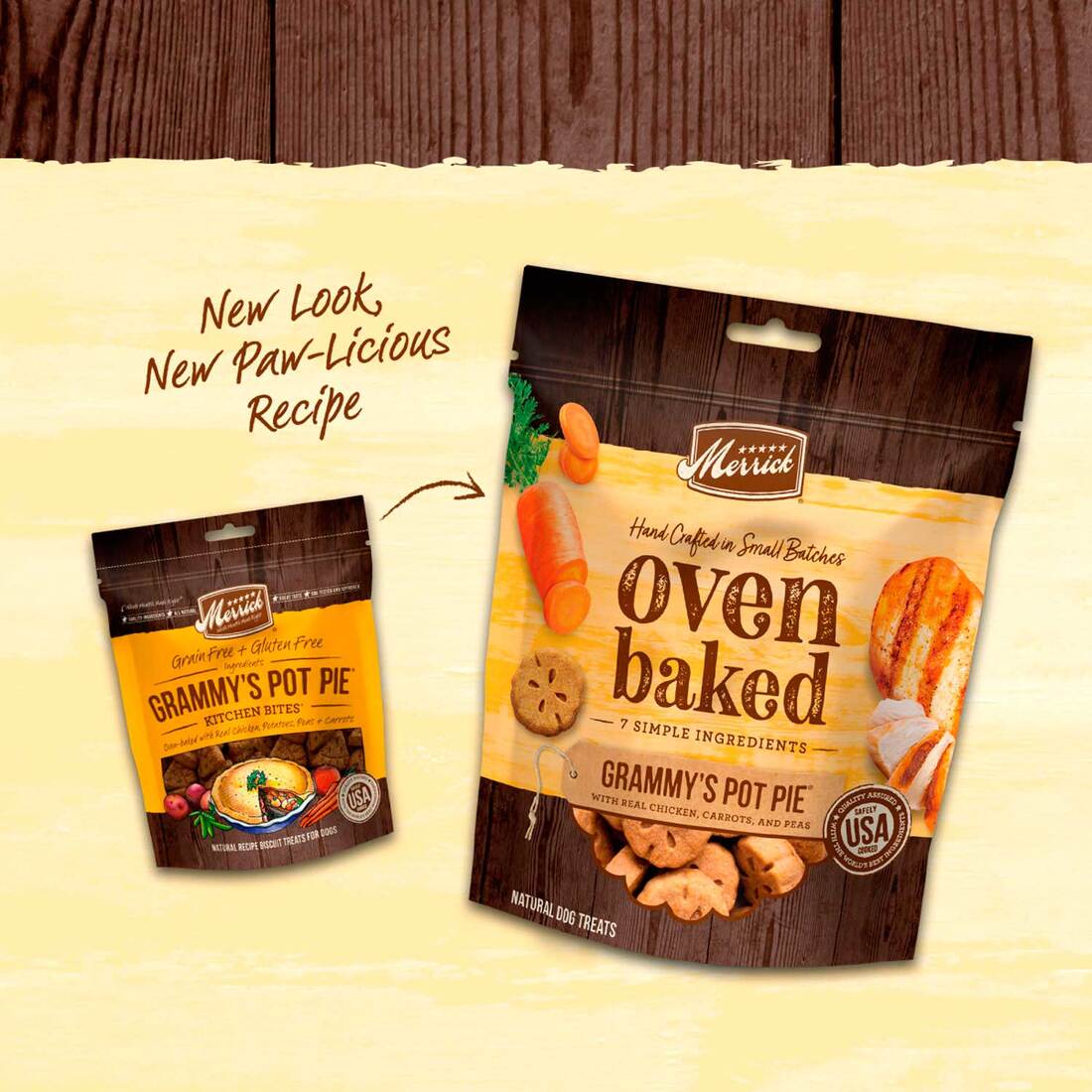 Merrick Oven Baked Dog Treats - Grammy's Pot Pie with Real Chicken, Carrots & Peas - 11 Ounce Bag