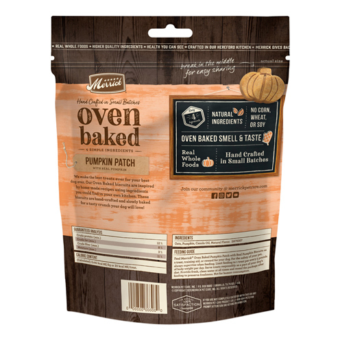 Merrick Oven Baked Dog Treats - Pumpkin Patch with Real Pumpkin - 11 Ounce Bag