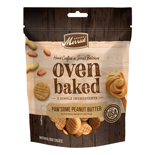 Merrick Oven Baked Dog Treats - Paw'some Peanut Butter with Real Peanut Butter - 11 Ounce Bag