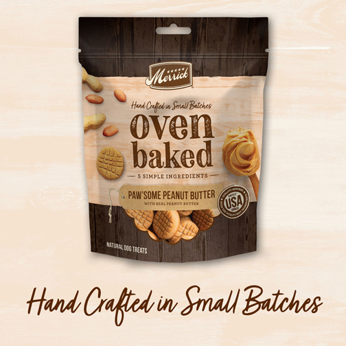 Merrick Oven Baked Dog Treats - Paw'some Peanut Butter with Real Peanut Butter - 11 Ounce Bag
