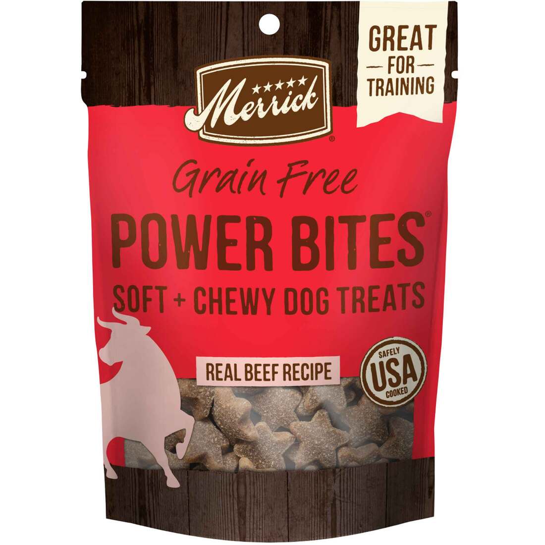 Merrick Power Bites Natural Soft And Chewy Dog Treats, Real Beef Recipe - 6 Ounce Bag