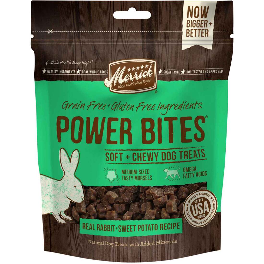 Merrick Power Bites Natural Soft And Chewy Real Meat Dog Treats, Snack With Real Rabbit Recipe - 6 O
