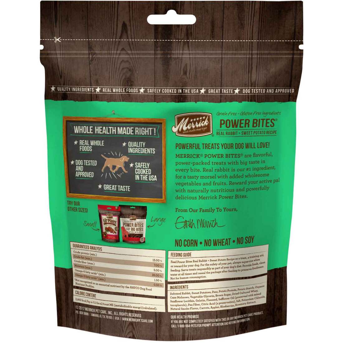 Merrick Power Bites Natural Soft And Chewy Real Meat Dog Treats, Snack With Real Rabbit Recipe - 6 O