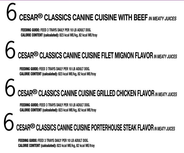 Cesar Canine Cuisine Club Variety Pack Dog Food Trays 3.5 Ounces