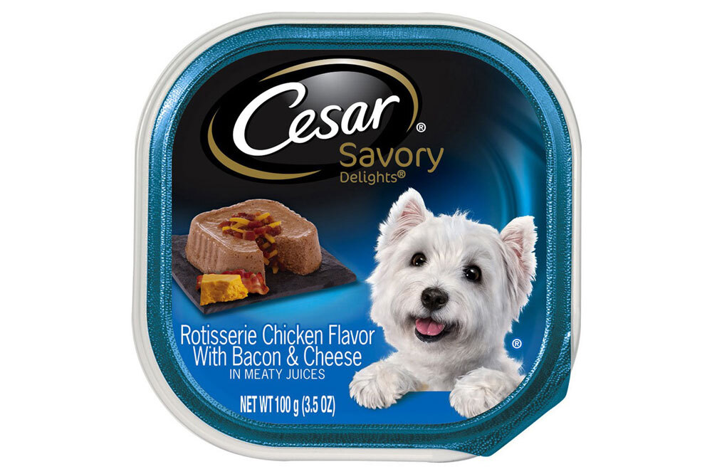 Cesar Savory Delights Rotisserie Chicken Flavor With Bacon And Cheese Dog Food Trays, 3.5 Ounces