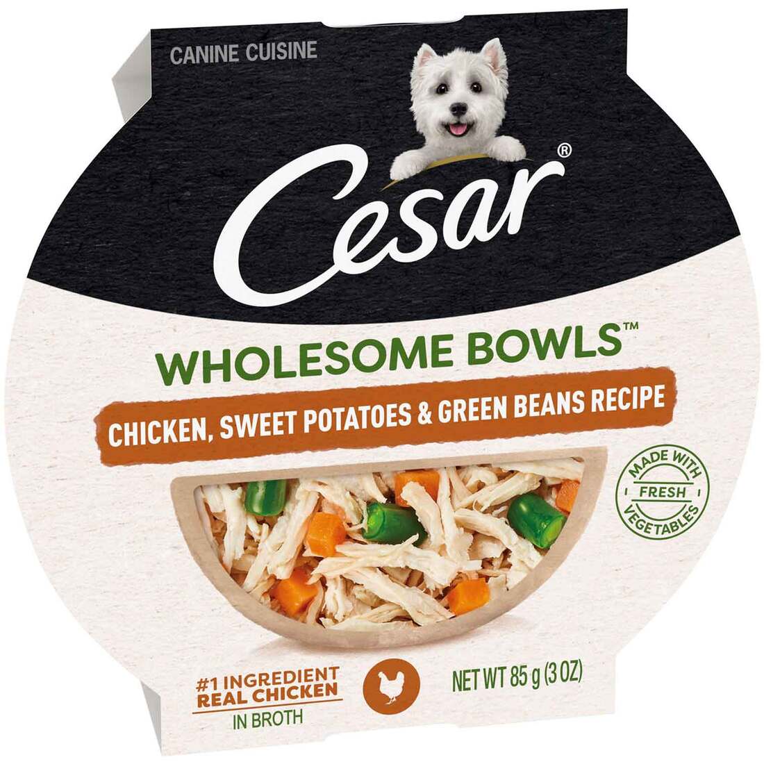 Cesar Wholesome Bowls Chicken, Sweet Potatoes, and Green Beans Wet Dog Food, 3 Ounces