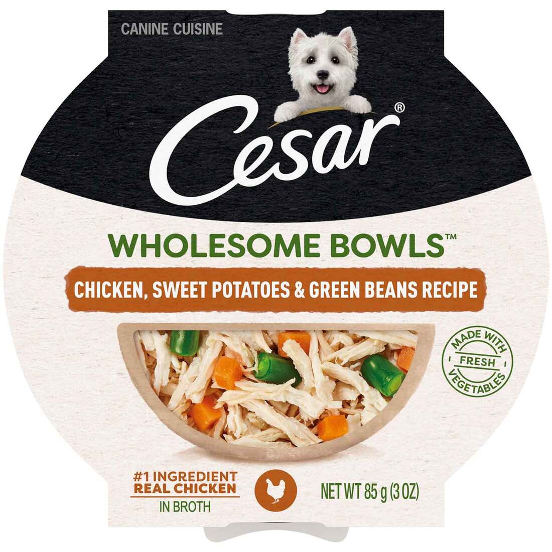 Cesar Wholesome Bowls Chicken, Sweet Potatoes, and Green Beans Wet Dog Food, 3 Ounces