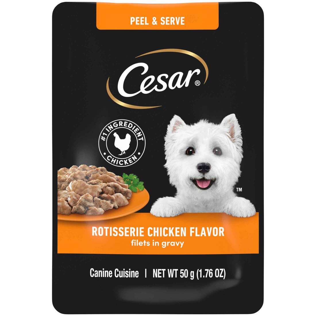 Cesar Wet Dog Food Pouch, Rotisserie Chicken, 1.76 Ounces