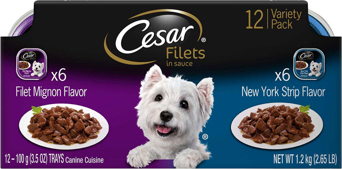 Cesar Gourmet Filets Variety Pack Filet Mignon & New York Strip Flavor Dog Food (12 Count)